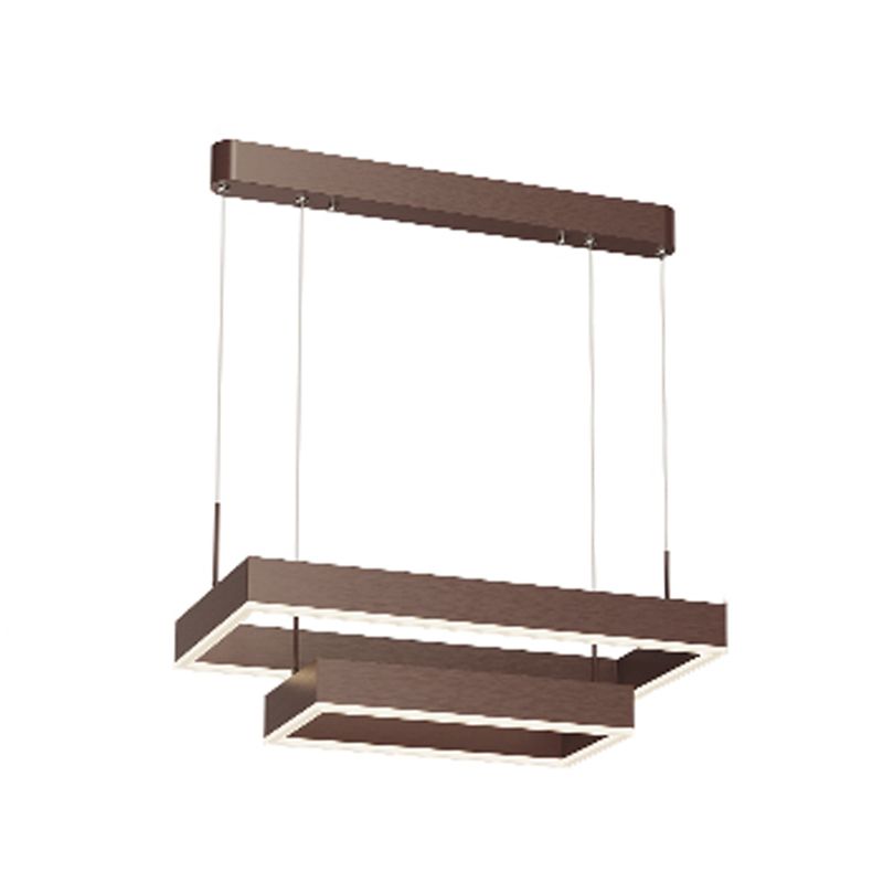 Modern Rectangle Shape Chandelier Lights Metal Chandelier Lighting Fixtures in Brown