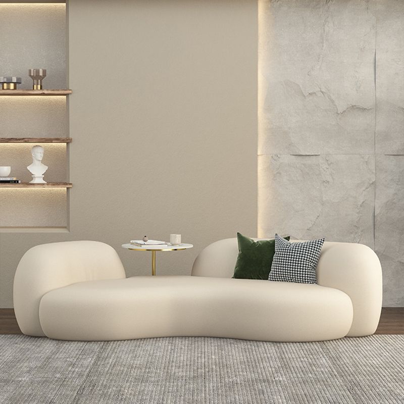 Contemporary Tuxedo Arm Sofa Fabric Loose Back Settee in White
