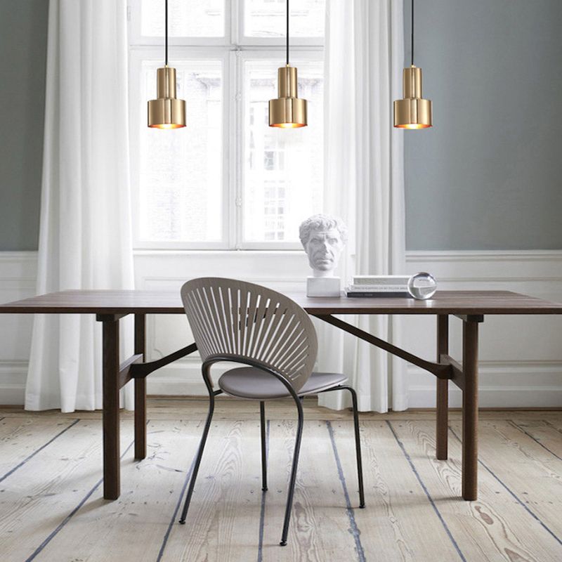 Anhänger Beleuchtungskörper Moderne 1-Licht-Gold-Federlampe mit Metallschatten