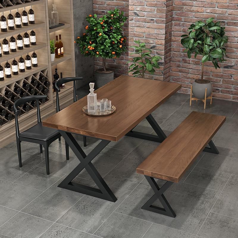 Industrial Dining Wood Table Dining Rectangle Table with Metal Legs
