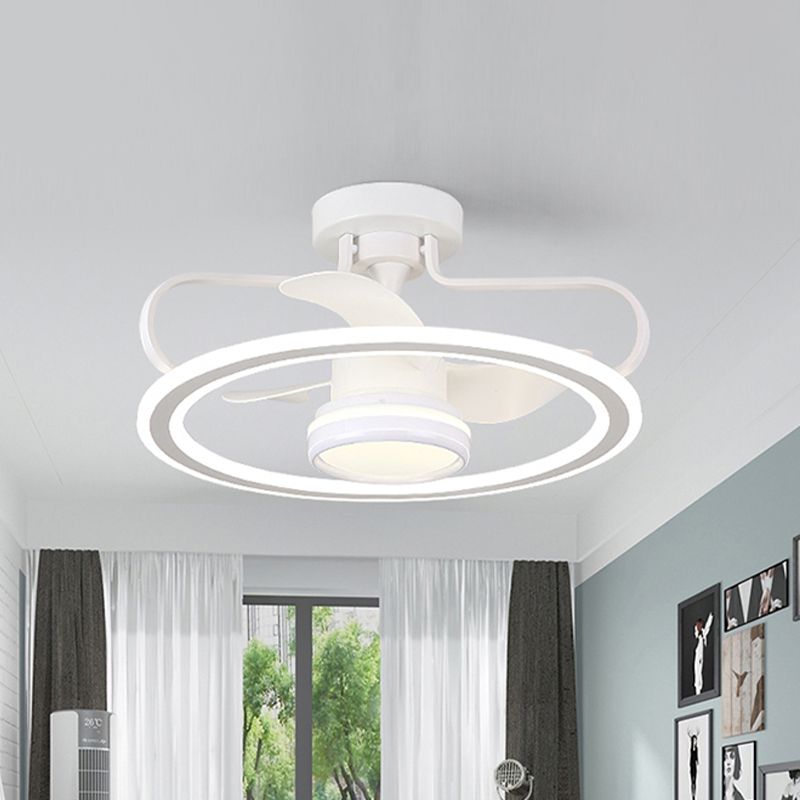 23,5 "breite weiße Reifen Deckenlüftungslampe Moderne LED Metallic Semi Mount Lighting mit 3 Klingen