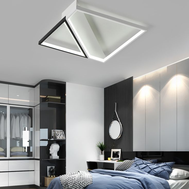 Wit minimalisme LED-inbouw vierkante kubus metalen plafondlamp voor slaapkamer