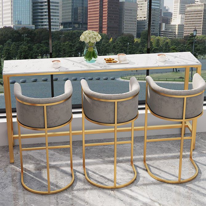 Matte Finish Footrest Armed Stool Low Back Glam Home Velvet Stool