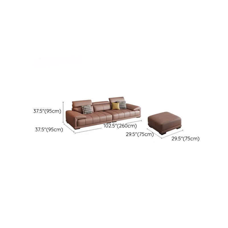 Faux Leather Sofa and Chaise Pillow Top Arm Sewn Pillow Back Seating