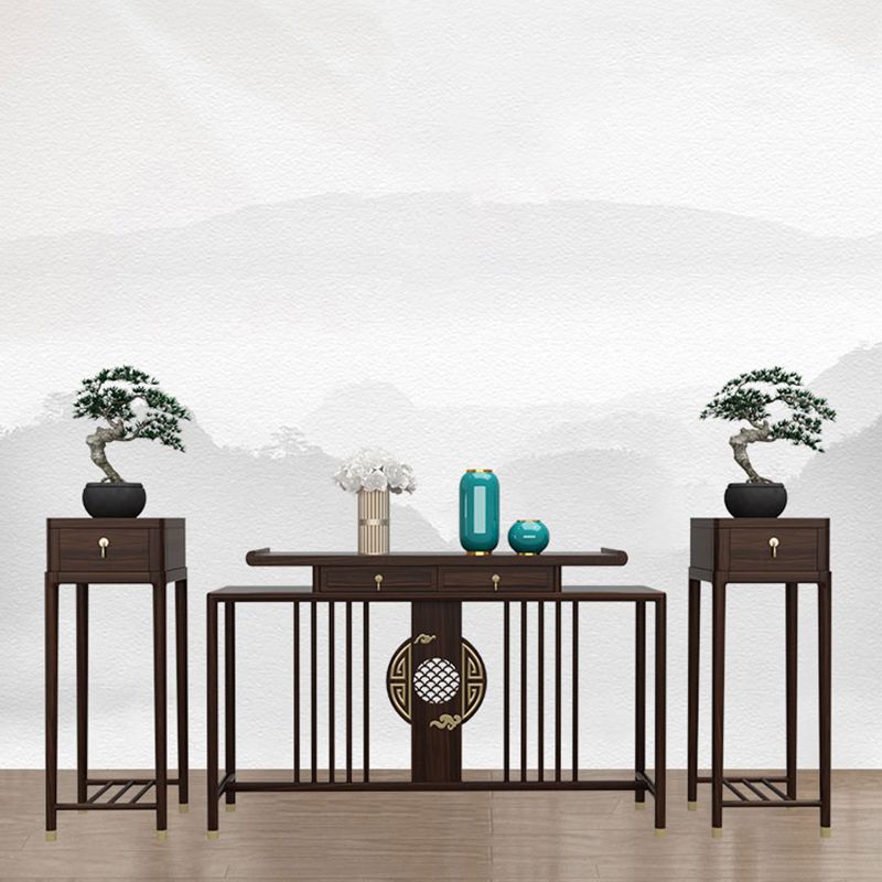 Rectangle Shape Contemporary Console Table Dark Brown Console Sofa Table