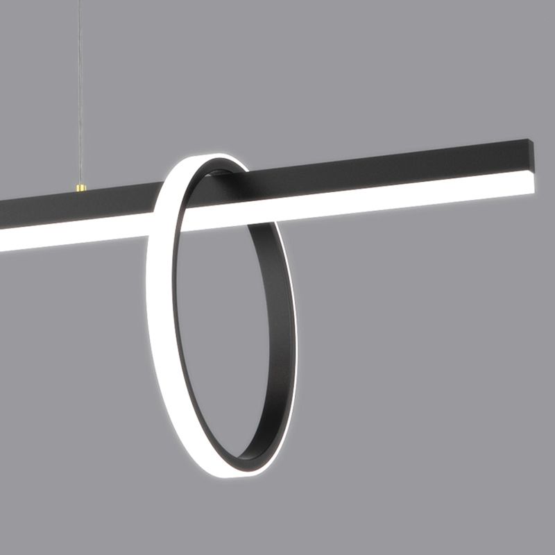 Luce a ciondolo a LED LED LINEAR BLACE Light a soffitto in ferro battuto in stile moderno con tonalità in alluminio