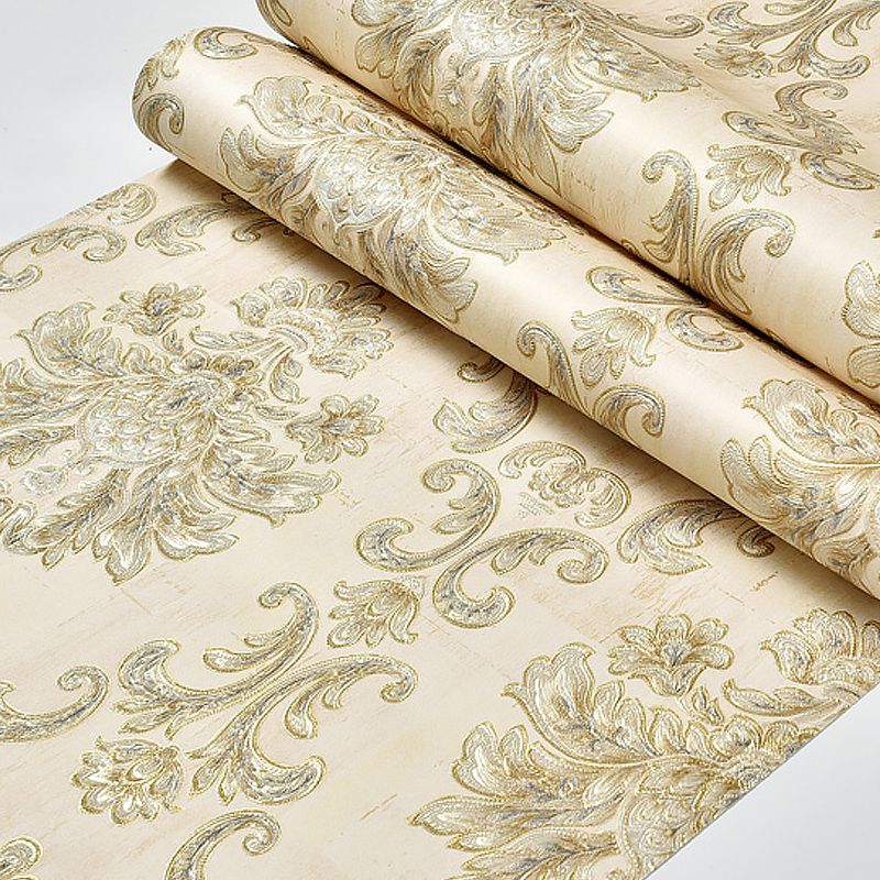 European Medallion Wallpaper Roll Pastel Color Washable Wall Covering for Home Decor