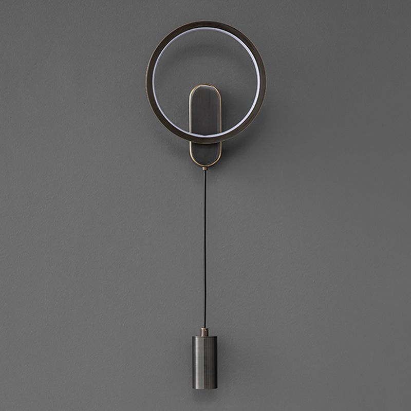 Modern Brass LED Wall Light Geometric 31" High Reading Wall Sconce for Living Room