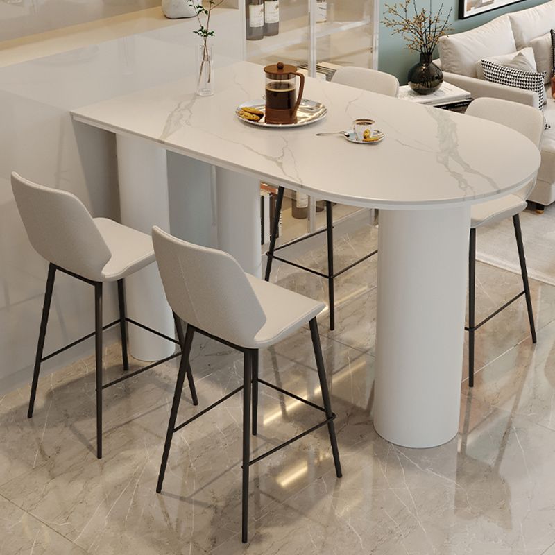 Scandinavian Bucket Counter & Bar Stool Footrest Leather Indoor Counter Stool