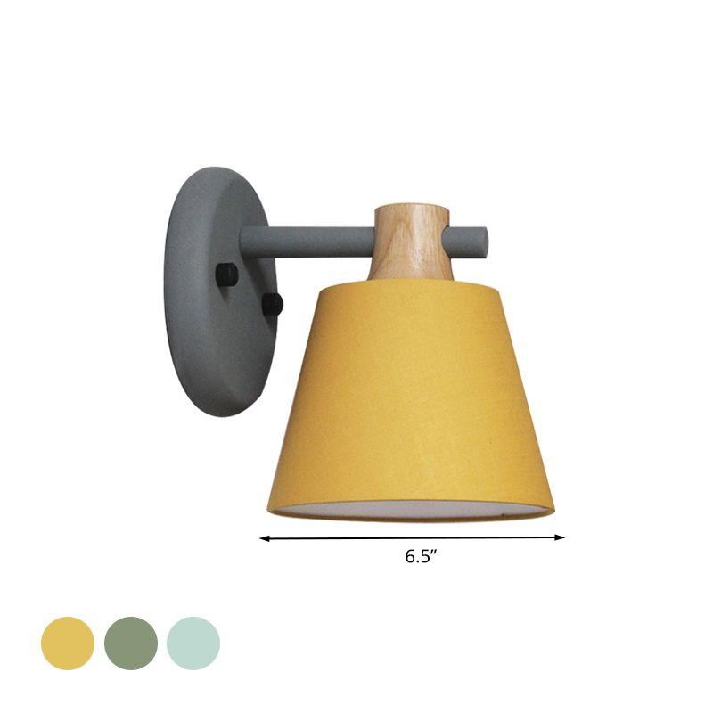Nordic Stylish Bucket Wall Lamp Rotatable 1 Light Fabric Wall Lighting for Child Bedroom Stair