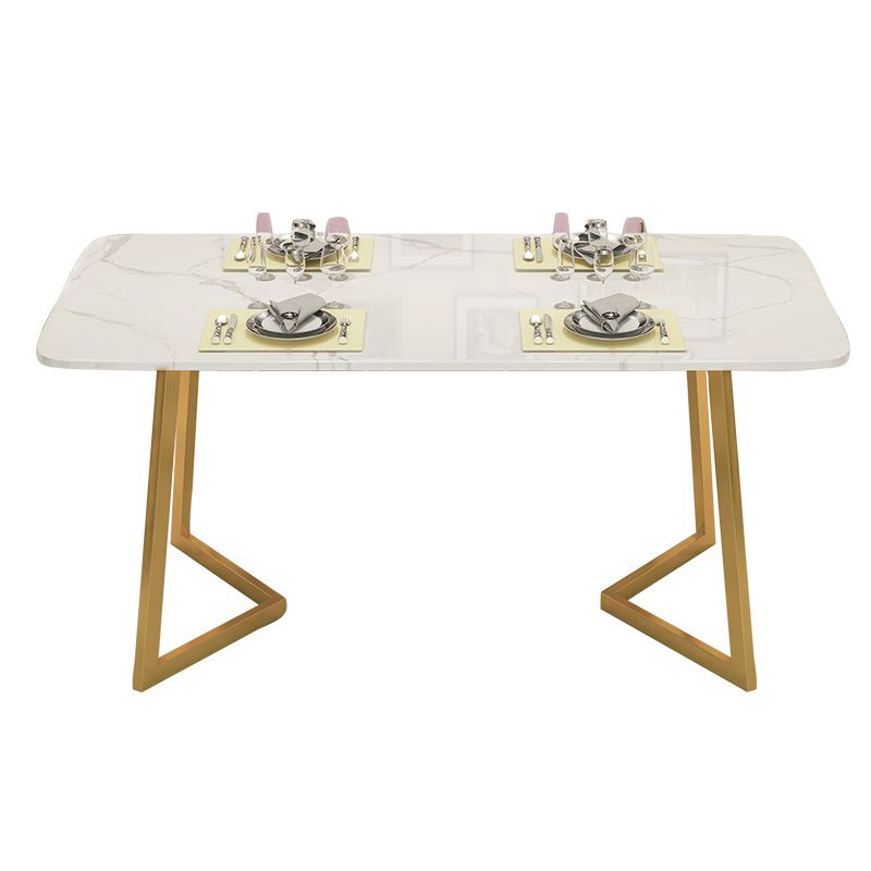 Sala da pranzo in pietra sinterizzata fissata set con mobili per sala da pranzo a 4 gambe metalliche per casa