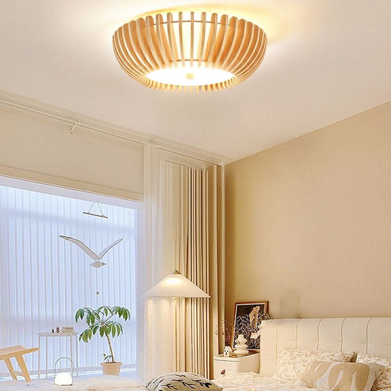 Nordic Ceiling Light Fixture Wooden LED Flush Mount for Living Room