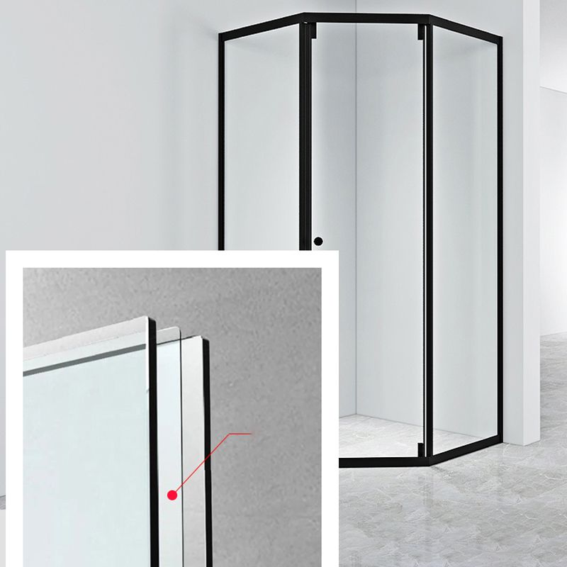 Black Framed Shower Enclosure Corner Single Sliding Shower Stall With Door Handles