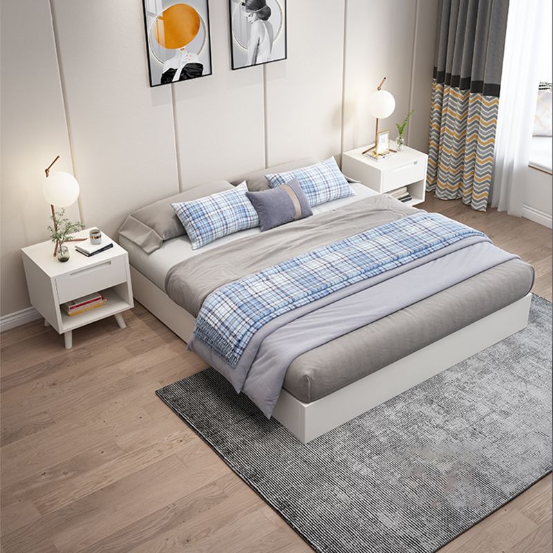 Mid-Century Modern White Platform Bed Solid Wood Platform Bed Frame