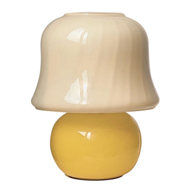 Lampada da tavolo semplice moderna 1 testa gialla in vetro da scrivania da funghi per soggiorno camera da letto