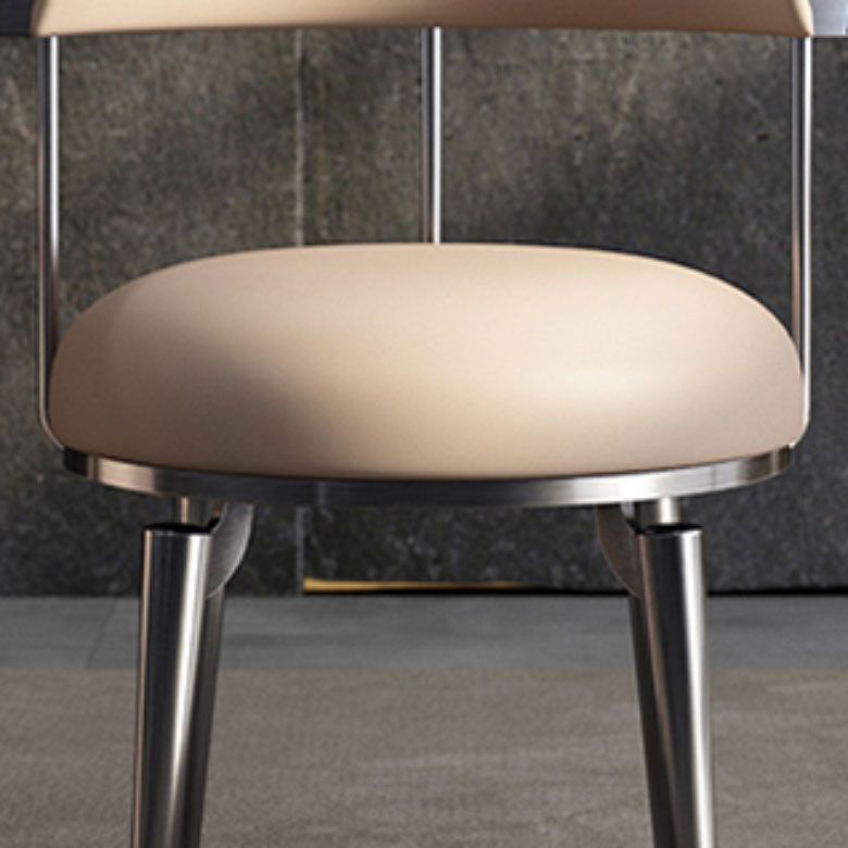 Upholstered Arm Chair Glam Style Open Back Dining Chairs with Metal Legs