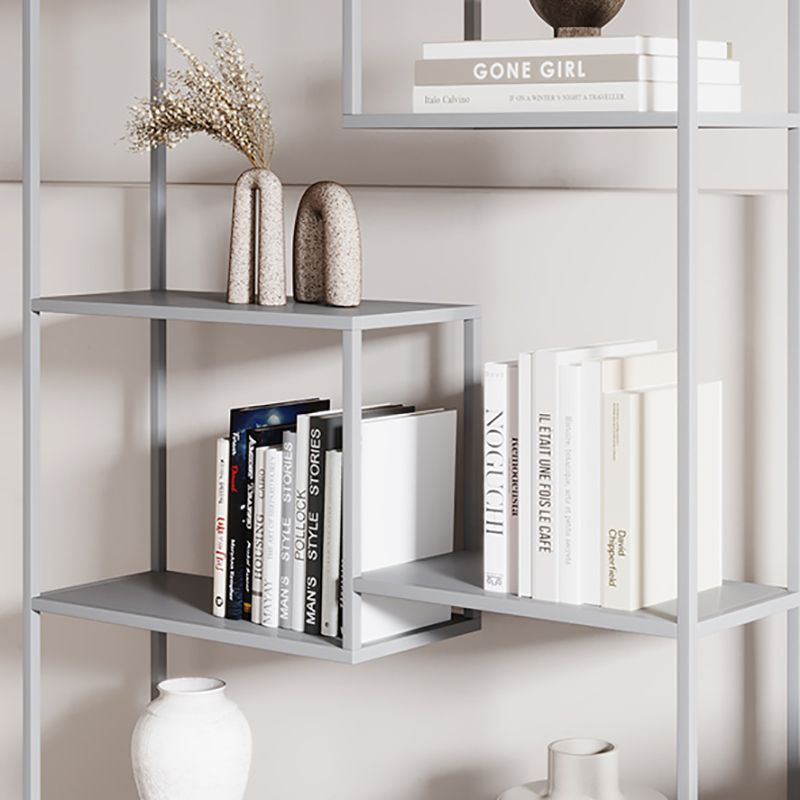 Vertical Metal Bookshelf Contemporary Open Back Bookcase with Shelves