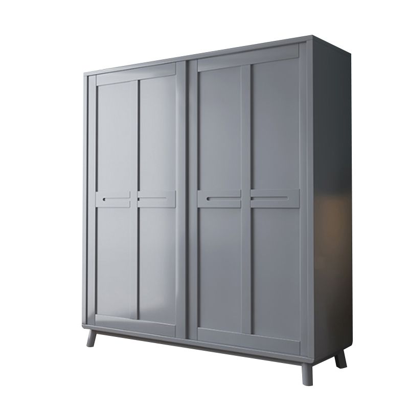 Traditional Rubberwood Solid Wood Frame Wardrobe Freestanding Wardrobe with Legs