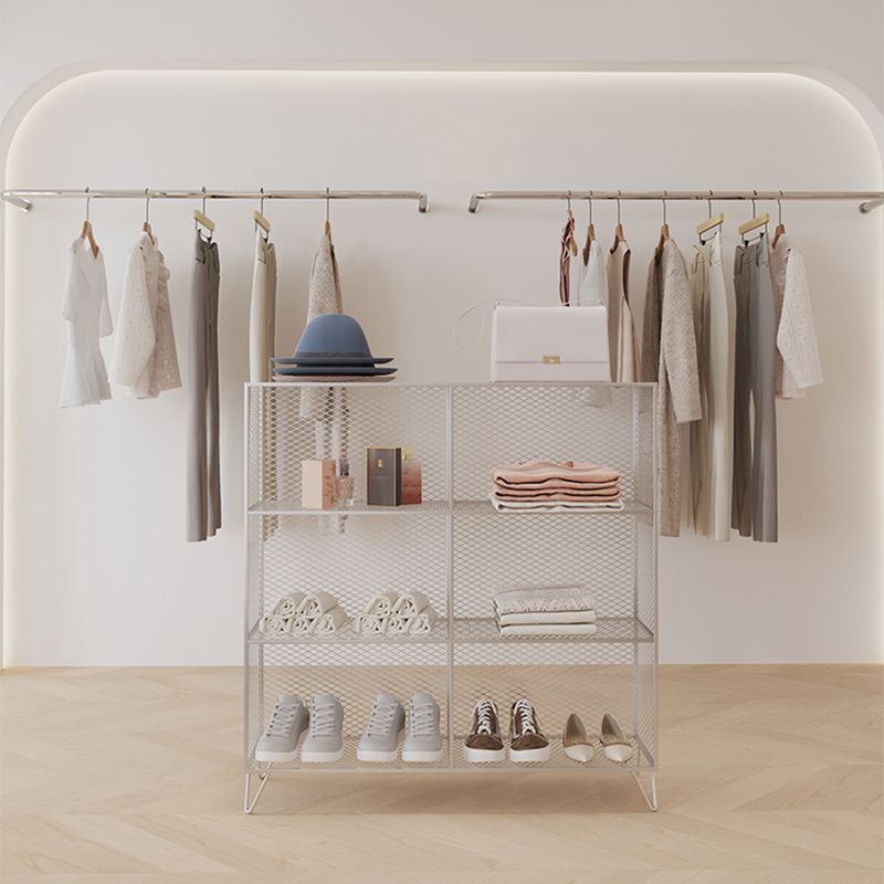 Metal Closed Back Standard Bookshelf Shelves Included Bookcase in Silver