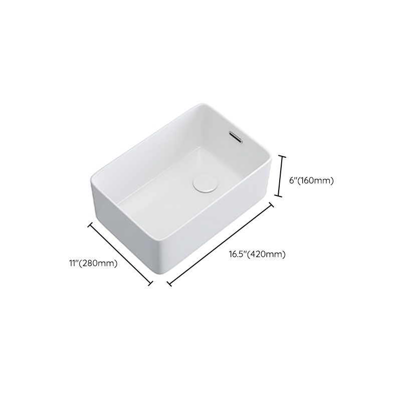 Modern Bathroom Sink White Ceramic Rectangular Bathroom Vessel Sink