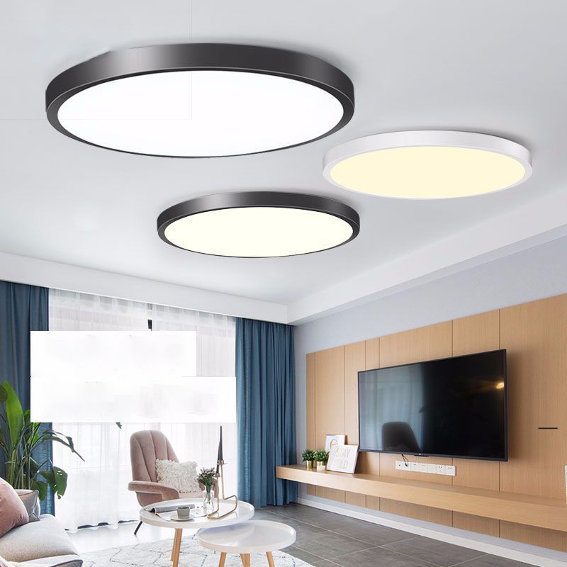 Round Shape LED Ceiling Lamp Modern Iron 1 Light Flush Mount for Balcony Bedroom