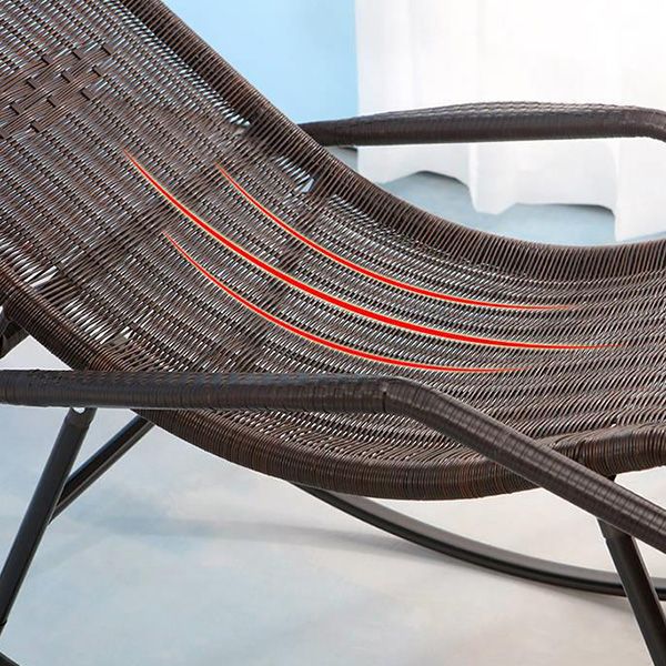Mid-Century Modern Rattan Rocking Chair Metal Rocking Chair for Living Room