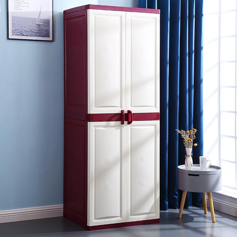 Plastic Matte Finish Storage Cabinet for Bedroom Contemporary Hinged Door Cabinet