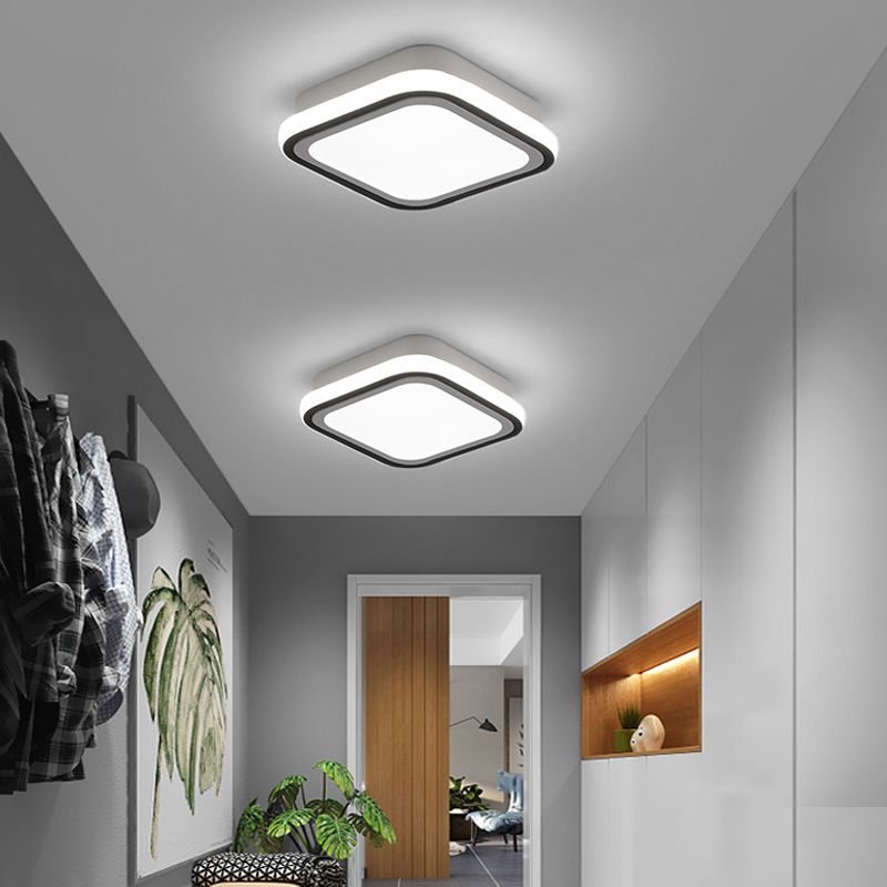 Geometric Ceiling Light Fixture Minimalist Metal LED Aisle Ceiling Mounted Fixture in Black