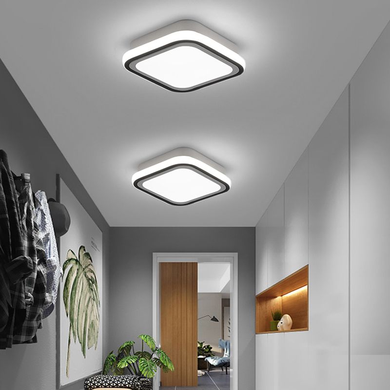 Geometrische plafondlamp Minimalistisch metalen LED-gangpad-plafondgemonteerd armatuur in zwart