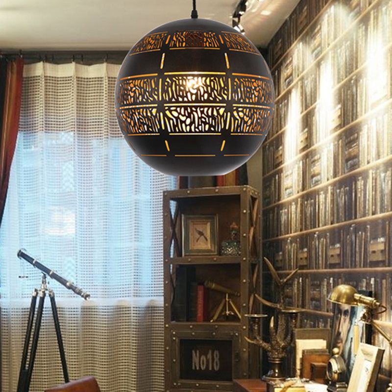 Sfera in basso illuminazione decorativa 1 lampada sospensione del soffitto in metallo in bronzo, largo 10 "/12"
