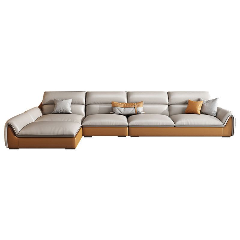 4-seater L-shape Sectional Sofa Leather Stain-resistant Sectional