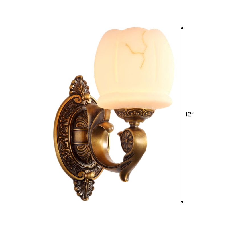Globe weiße Glaswandmontage Light Traditional Style 1/2-Light Wohnzimmer Wandlampe in Gold