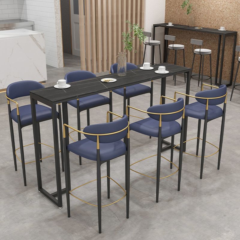 Black and Metal Base Table Industrial Rectangle Sintered Stone Bar Table