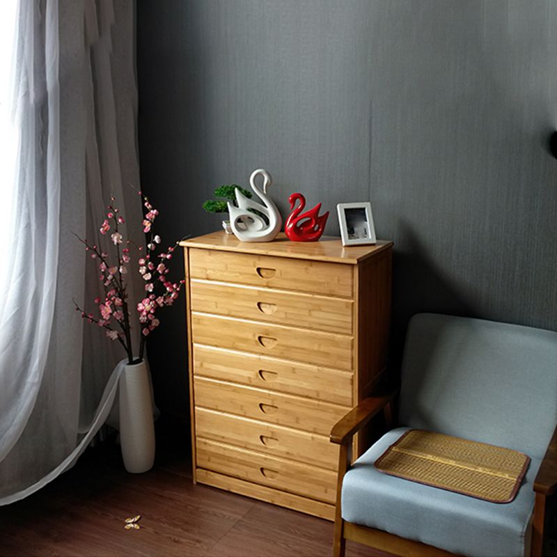 Contemporary Brown Accent Chest Rectangle Chest with Grooves Drawers