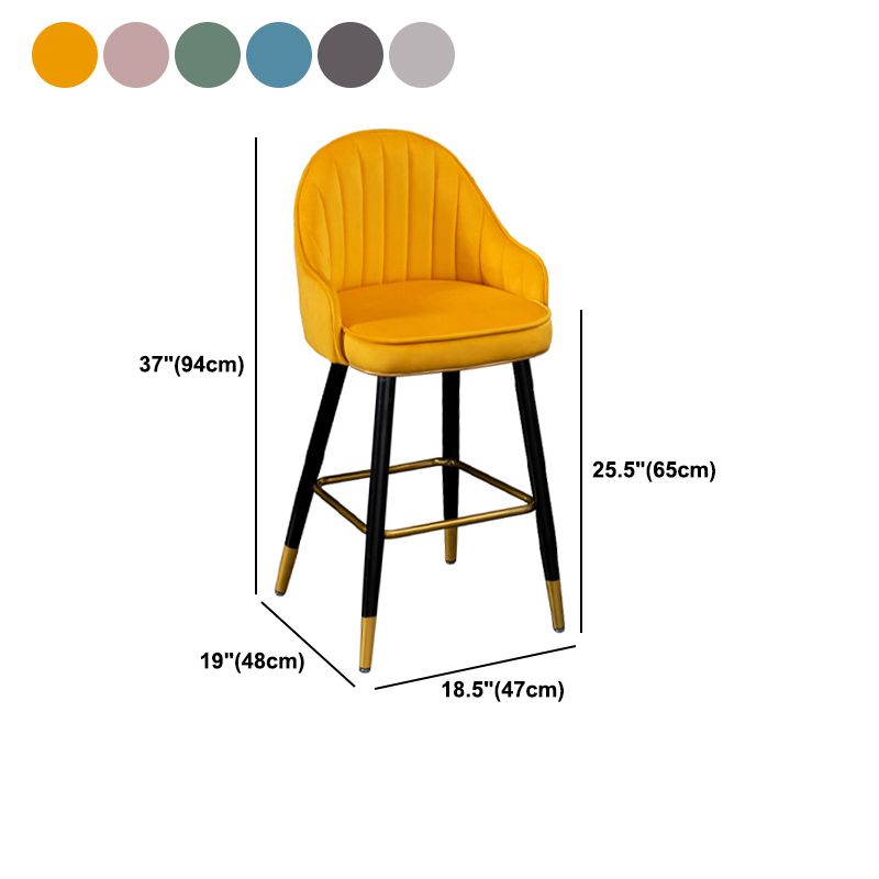 Flannel Seat Barstool Nordic Style Iron 4 Legs Bar Stool for Dining Room