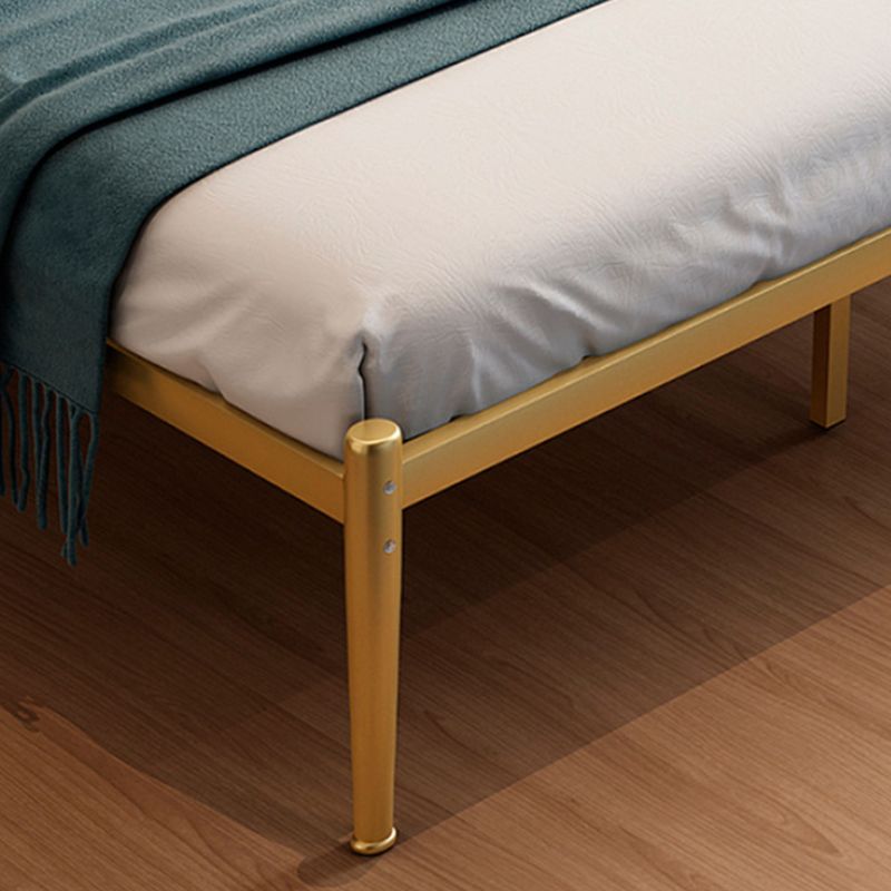 Glam Golden Frame Bed with Metal Legs and Upholstered Headboard