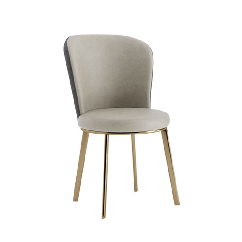 Silla de comedor de cuero Glam, sillas de comedor de metal sin brazos para uso doméstico