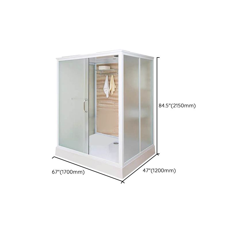 Framed Single Sliding Shower Kit Rectangle Frosted Shower Stall