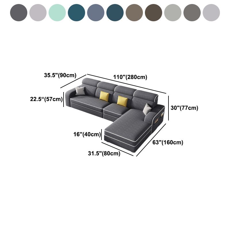 Scandinavian L-Shape Sectional with Square Arm and Storage for Four People