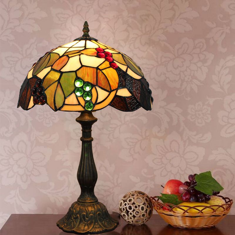 Tiffany Style Table Lamp 1-Light Desk Lamp with Glass Shade for Bedroom