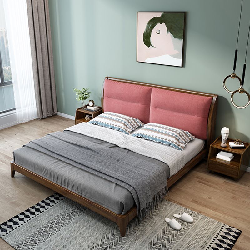 Solid Wood Standard Bed Headboard Low Profile Bed with Custom Legs