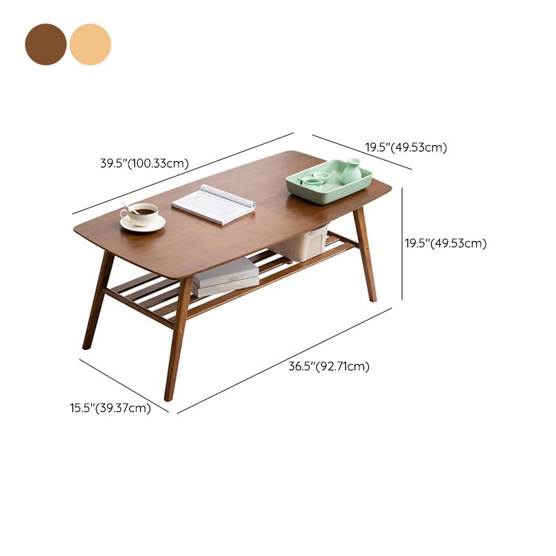 4 Legs Coffee Table Rectangular Single Coffee Table with Shelf