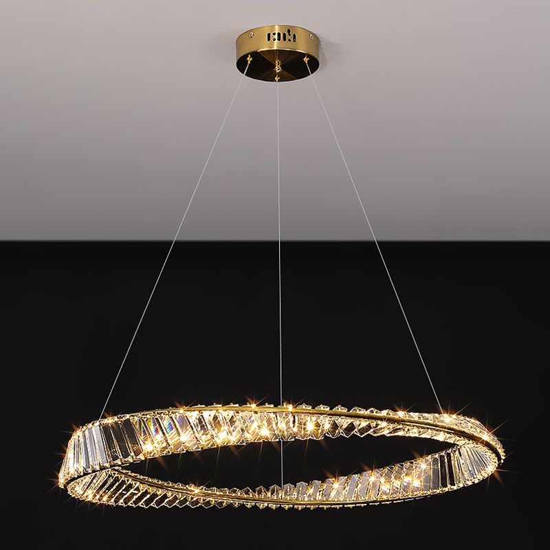 Modern Style Chandelier Lighting Fixtures Crystal Hanging Chandelier in Gold