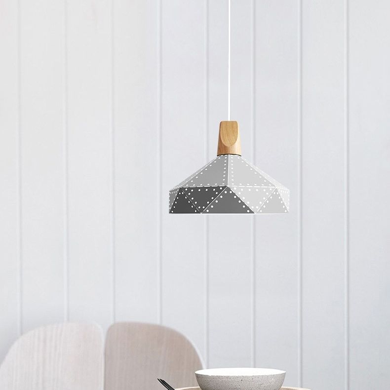 Metal Hanging Light Nordic Style Macron Color Pendant Light Geometric Hanging Light for Kitchen