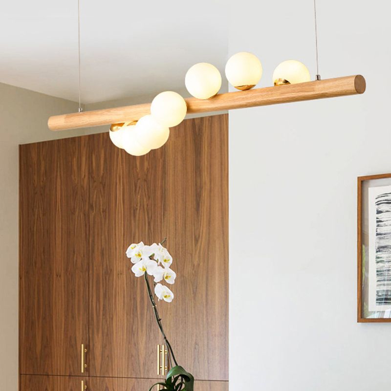 5/7-Light Wood Ceiling Light Industrial Kitchen Island Lighting for Room
