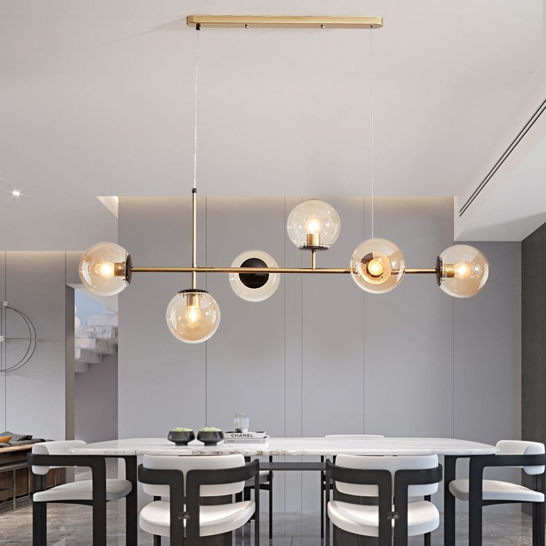 Modern Creative Globe Isola Light Iron Iron a 6 luci a sospensione Light With Glass Shade