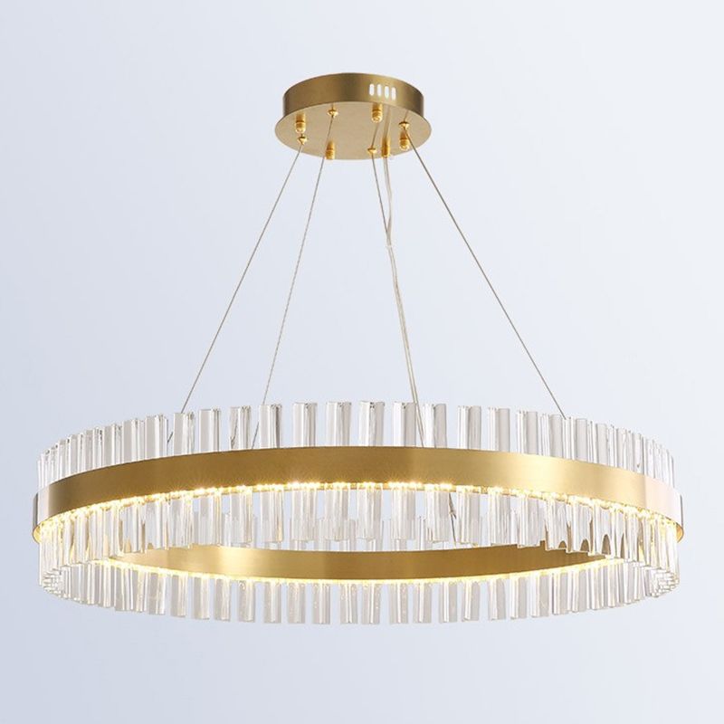 Contemporary Circular LED Chandelier Pendant Light Crystal Ceiling Pendant Light