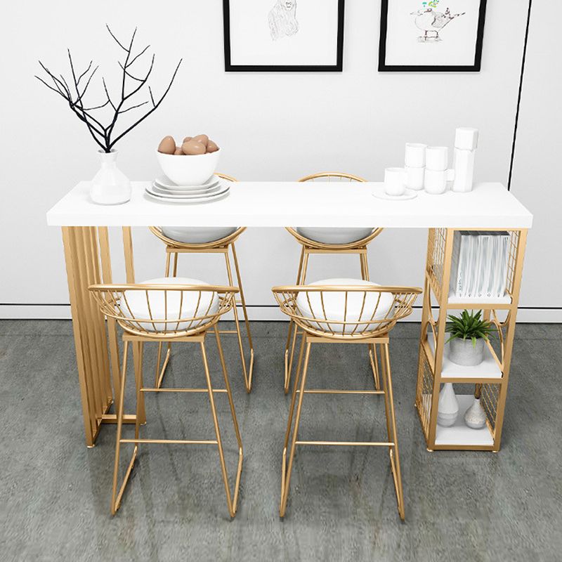 Glam 1/2/3/5 Pieces Bar Table Set Rectangle Bar Table with Metal High Stools for Kitchen
