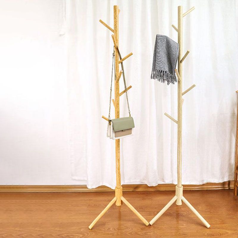 Classic Plain Coat Rack Solid Wood Clothes Hanger for Living Room