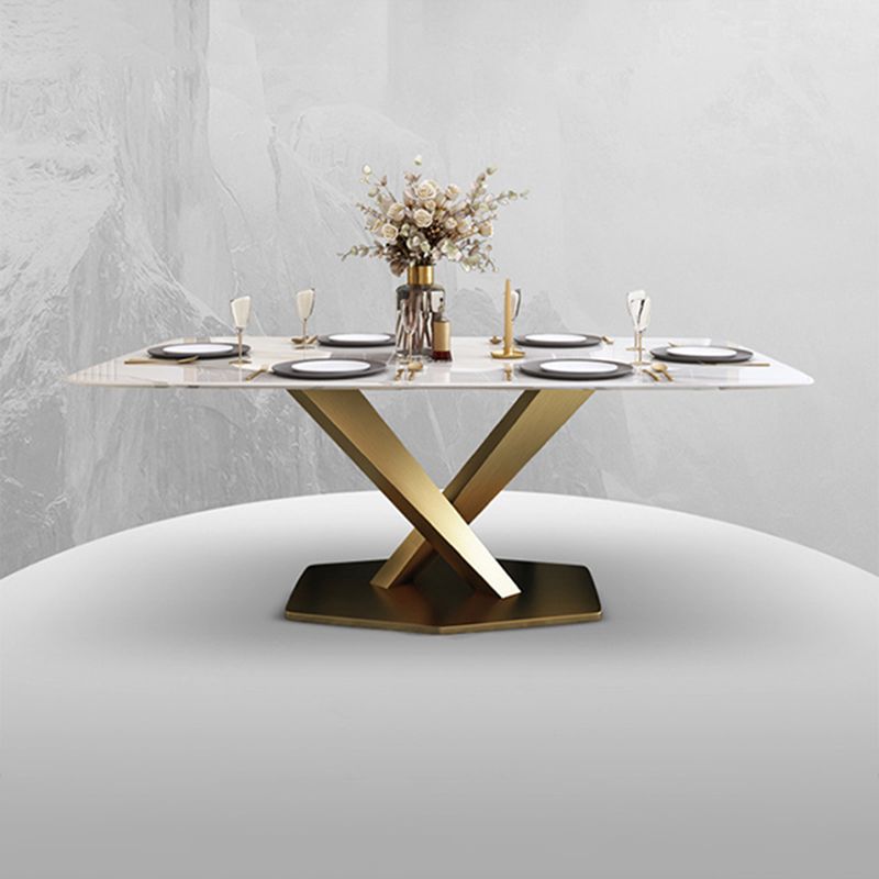 Glam Style Sintered Stone Dining Set Rectangle 1/4/5/6/7 Pieces Dining Set